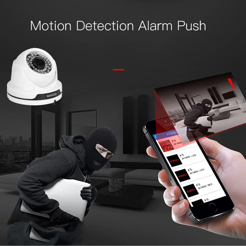  AZISHN H.265 IP Camera Full HD 1080P 2.0MP SONY IMX323 36PCS IR LEDS indoor DOME CCTV ONVIF P2P mot - 32893495433