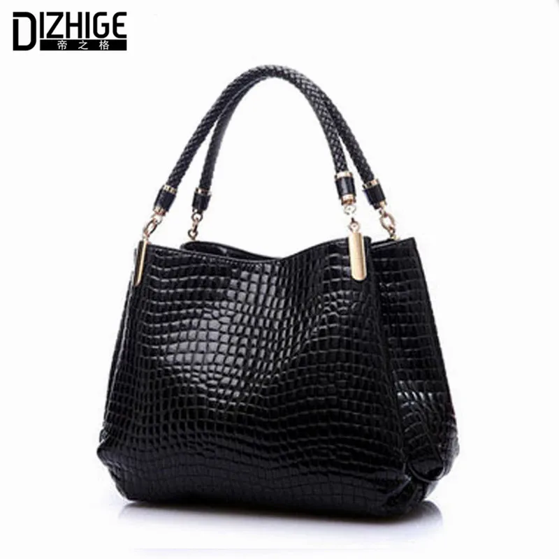 2017 Alligator Leather Women Handbag Bolsas De Couro Fashion Famous Brands Shoulder Bag Black Bag Ladies