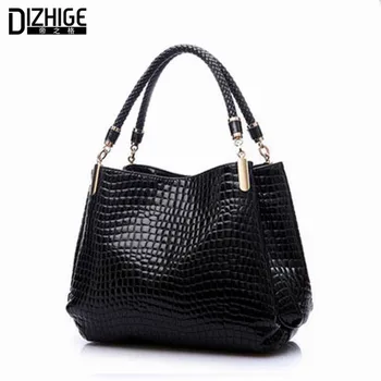 2018 Alligator Leather Women Handbag Bolsas De Couro Fashion Famous Brands Shoulder Bag Black Bag Ladies