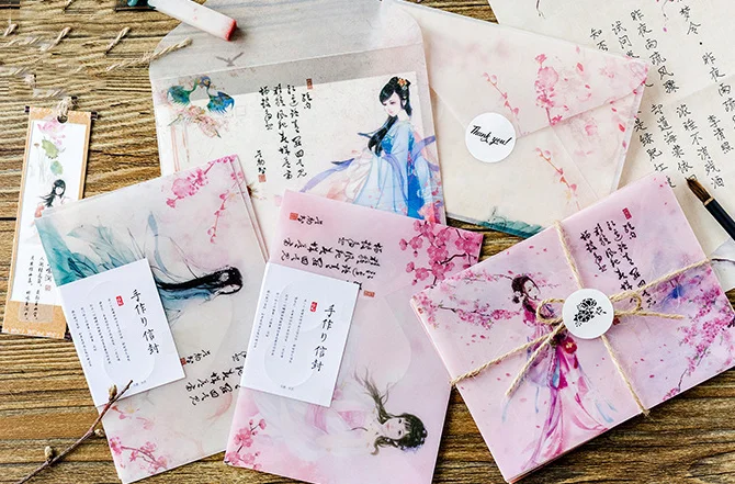 1 упаковка Милая Китайская древняя красота цветная бумага конверт письмо для открытки подарок школьные материалы студенческие