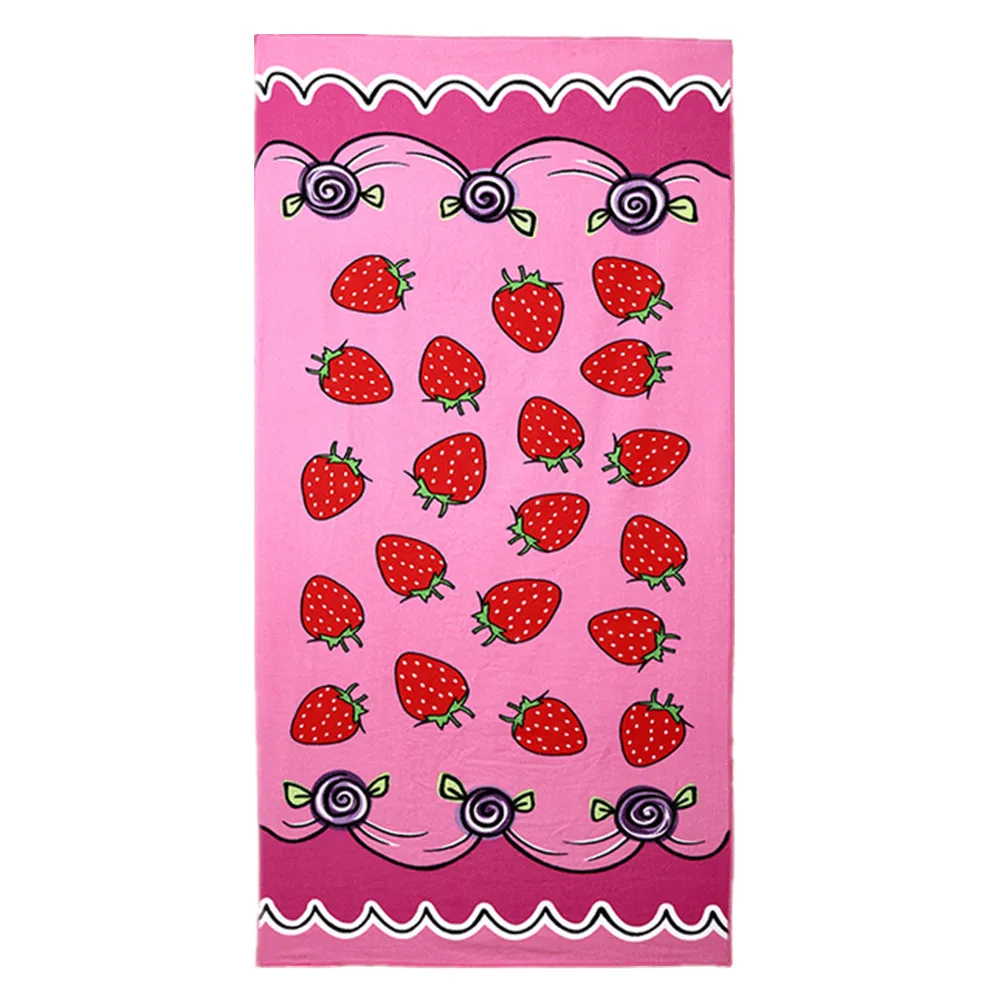 70*150cm Home Textile Bath Towel Pink Strawberry Pattern Absorbent Soft