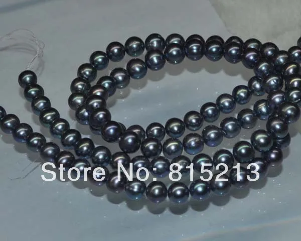 

wb 00107 Lots 4strs AA+ 8-9mm luster black near round freshwater pearl