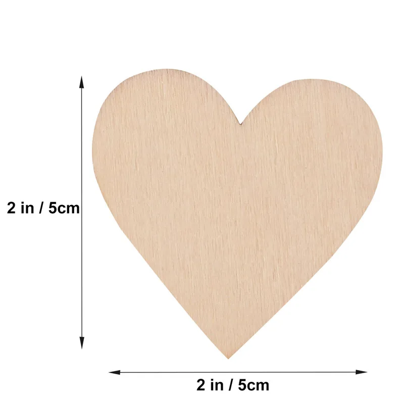 25 шт. 50 мм Пустой сердце дерева древесные срезы для поделок ремесла украшения(дерево Цвет