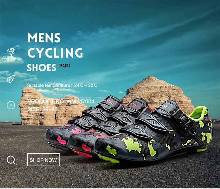 Santic Road Cycling Shoes Carbon Fiber Bike Shoes Men Professional Athletic Racing Team Sneakers Breathable Outdoor Sports Shoes