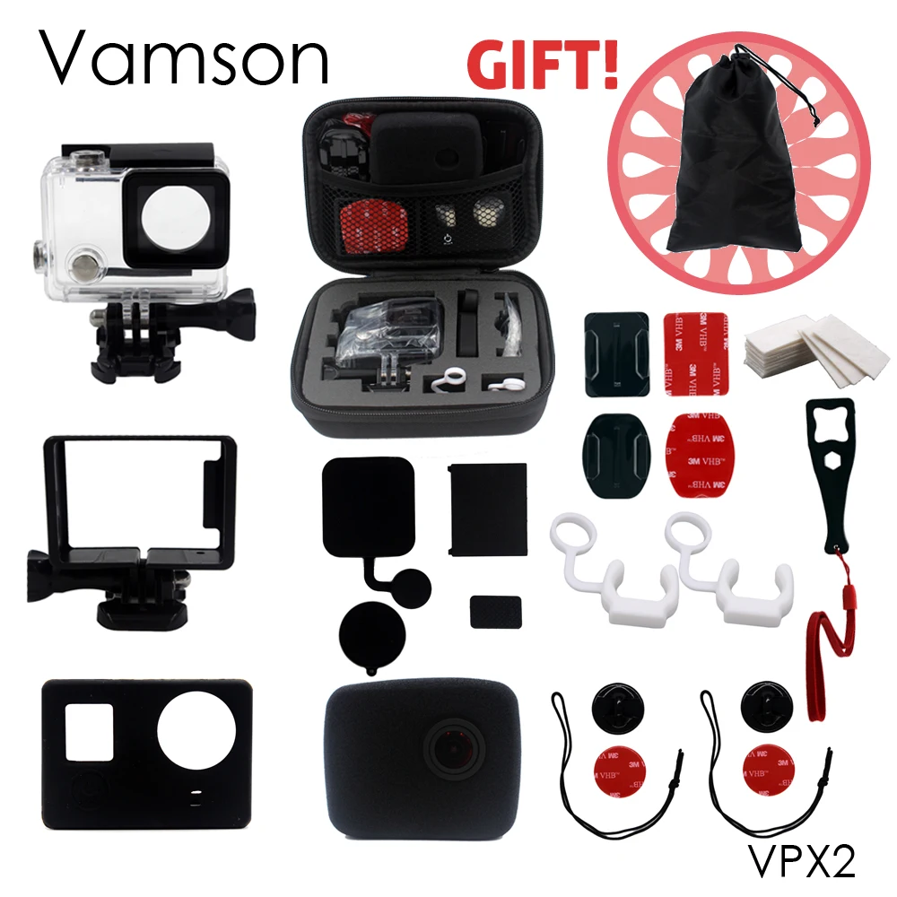 

Vamson for Go pro Accessories Super protection Set Small Bag Waterproof Case Protective Frame For Gopro Hero 4 3+ VPX2