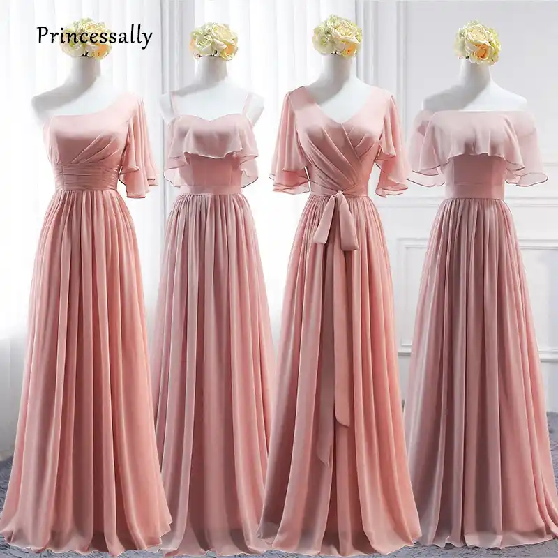 Robe De Soriee New Dusty Pink Bridesmaid Dresses Floor length V neck