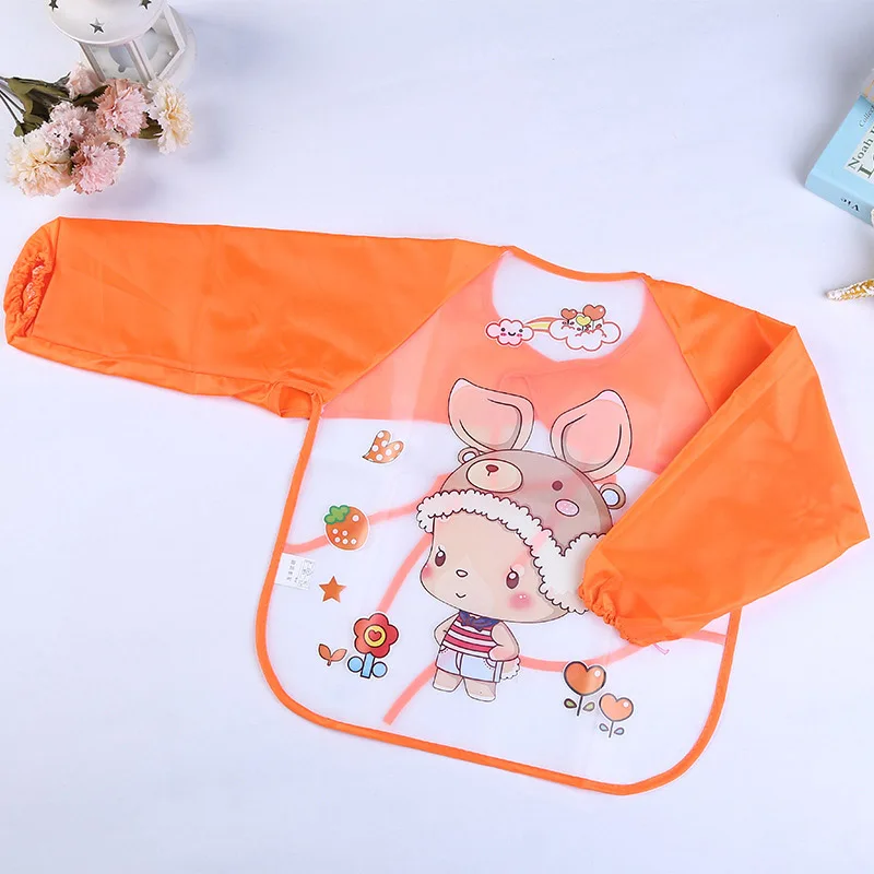 Waterproof Bib Long Sleeve Baby Bibs Baby Feeding Smock Apron Cartoon Animal Cute Breastplate Kids' Things