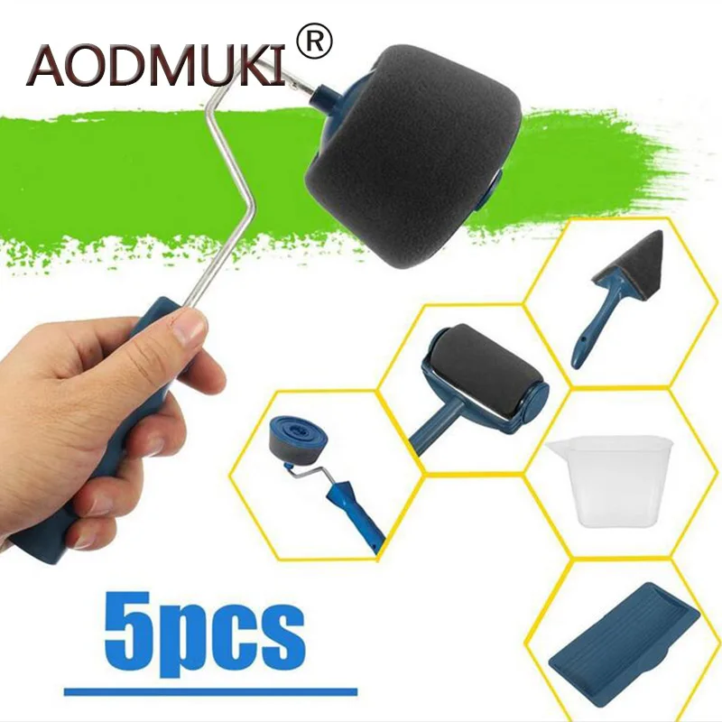 

NEW Roller Brush Handle Paint Runner Pro Tool Flocked Edger Office Room Wall Painting Home Garden Roller Brush Set No Sewing