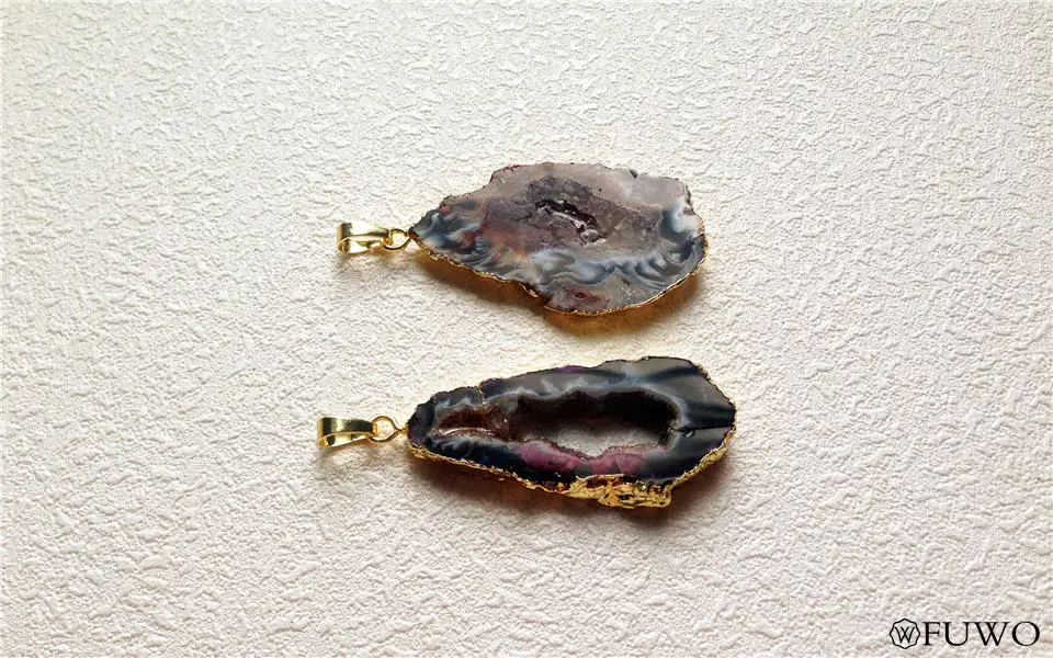 Druzy Geode Slice Pendant 8