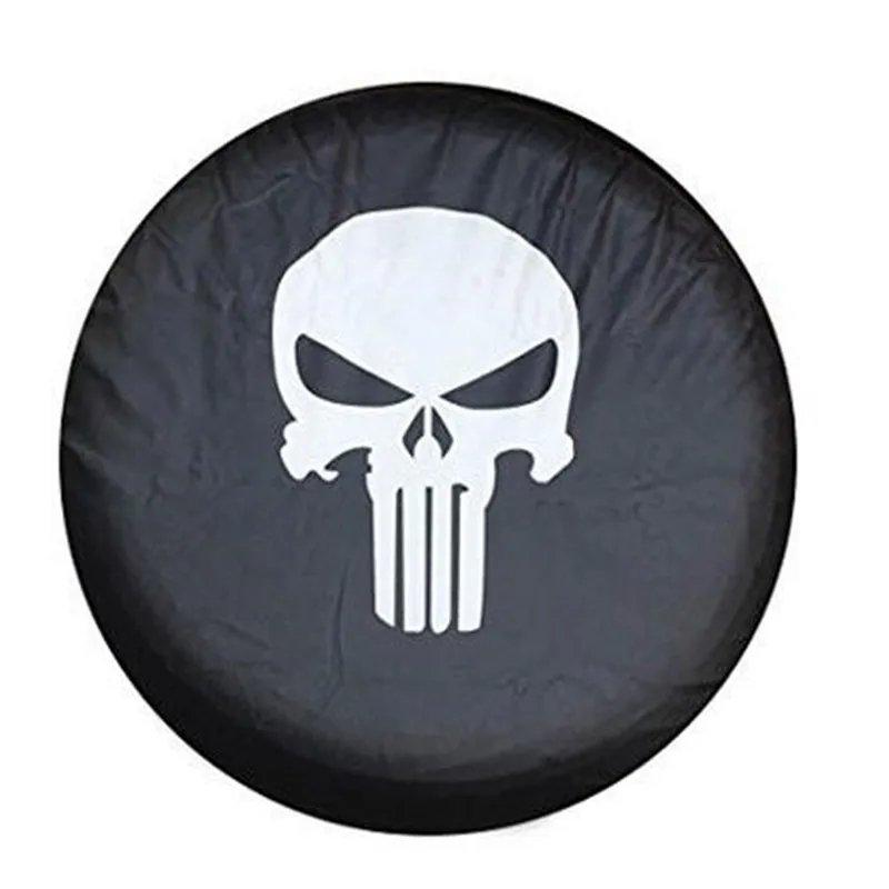 

1Pcs Car Tire Cover 14", 15",16" 17'' inch Skull logo PVC PU Spare Tyre Wheel Valve Covers For Cars Accessories