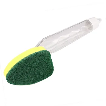 

UESH-1set Pot Pan Dish Cleaning Soap Dispensing Brush Wand Washing Scrub Green