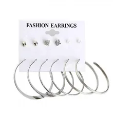 Lusion Jewelry Round Crystal Punk Earrings Set 6pair/set Fashion Bijoux Luxury Statement Cheap Earring For Woman 2017 New