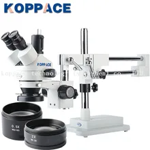 KOPPACE 3.5X-90X тринокулярное увеличение стерео, для мобильного телефона ремонт микроскоп 10X окуляры включает 0.5X/2X объектив, светодиодный кольцевой свет