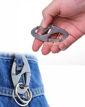 

100Pcs/Lot Aluminum Alloy Key Chain Ring Hook Holder Outdoor Calabash Keychain Camping