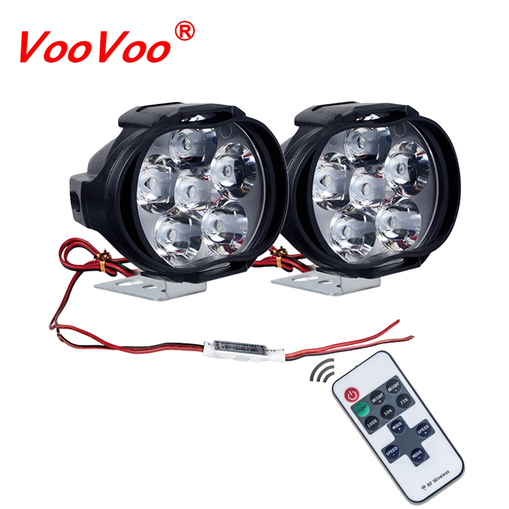 2Pcs Motorcycle Lights with Wireless Remote Control 10 Modes Headlight