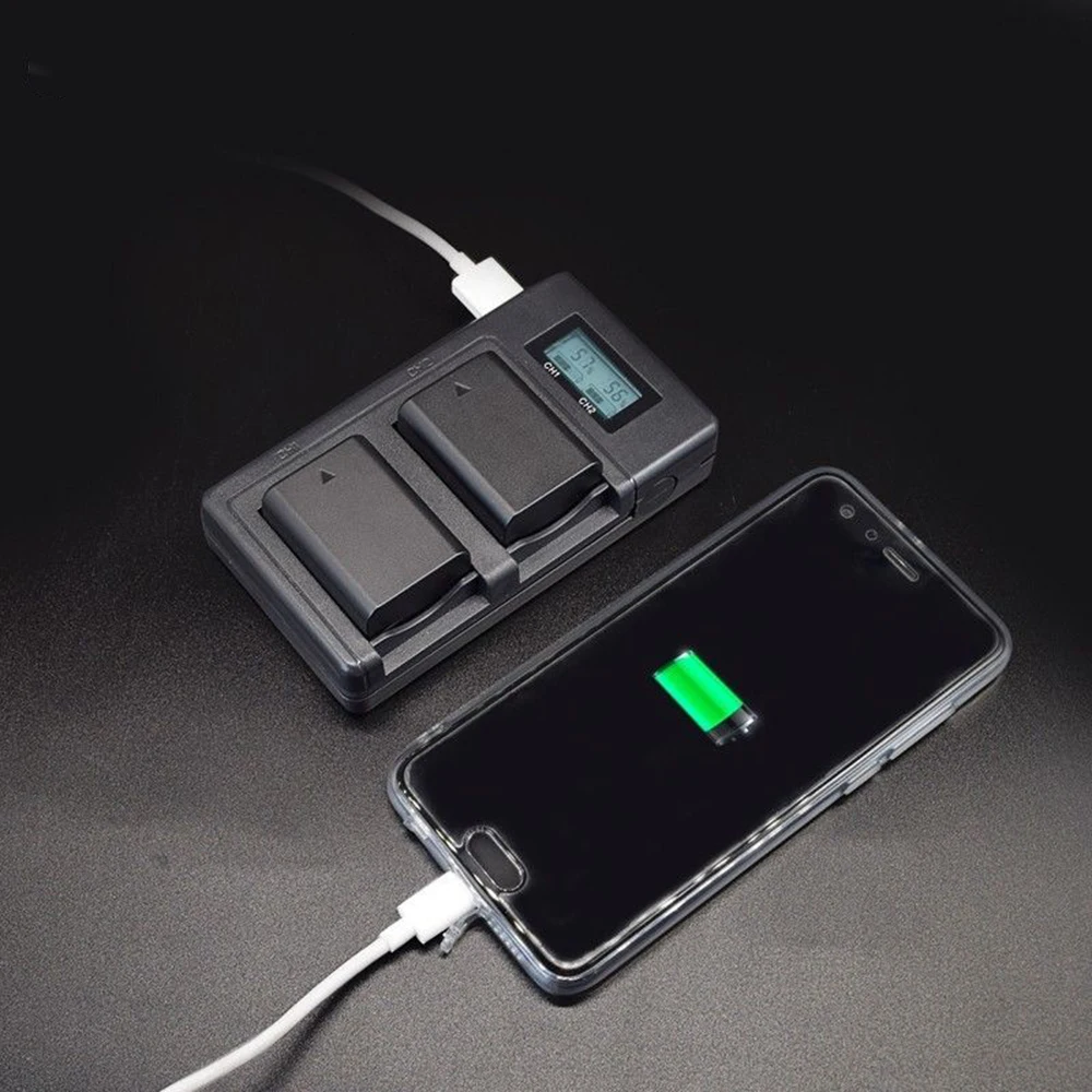 Camer Battery Charger Dual Ports LCD Display NP-FW50 Battery Smart Charger Stand Cradle for Sony Alpha A6000 A6300 A6500 A7r A7 Camer Battery Charger Dual Ports LCD Display NP-FW50 Battery Smart Charger Stand Cradle for Sony Alpha A6000 A6300 A6500 A7r A7