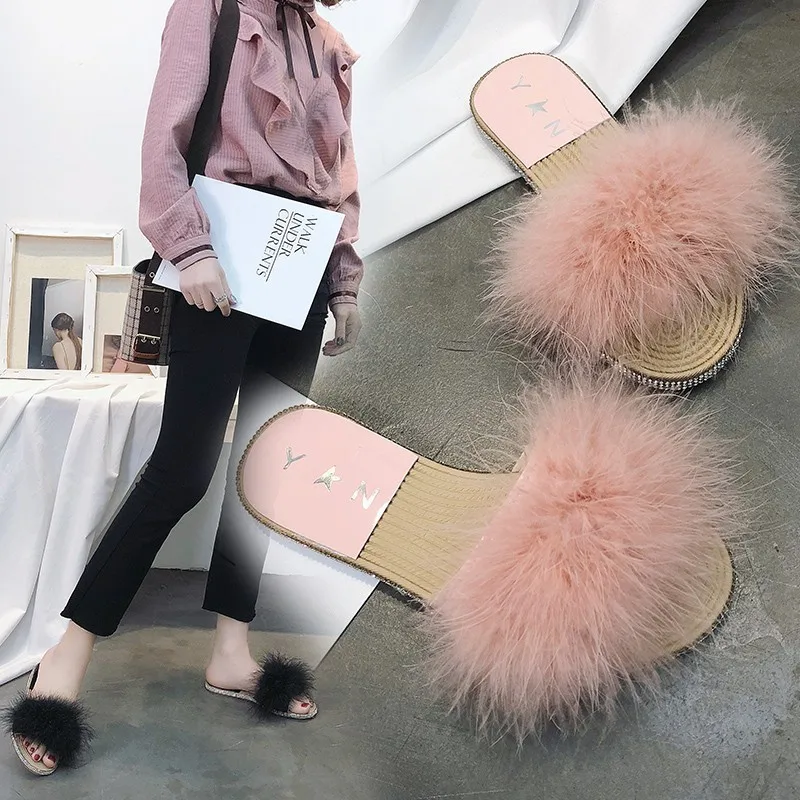 

Flat Platform Slippers Women Shoes Fashion Fluffy Slides Open Toe Fuzzy Plush Women Basic Slippers Fur Ladies Shoes