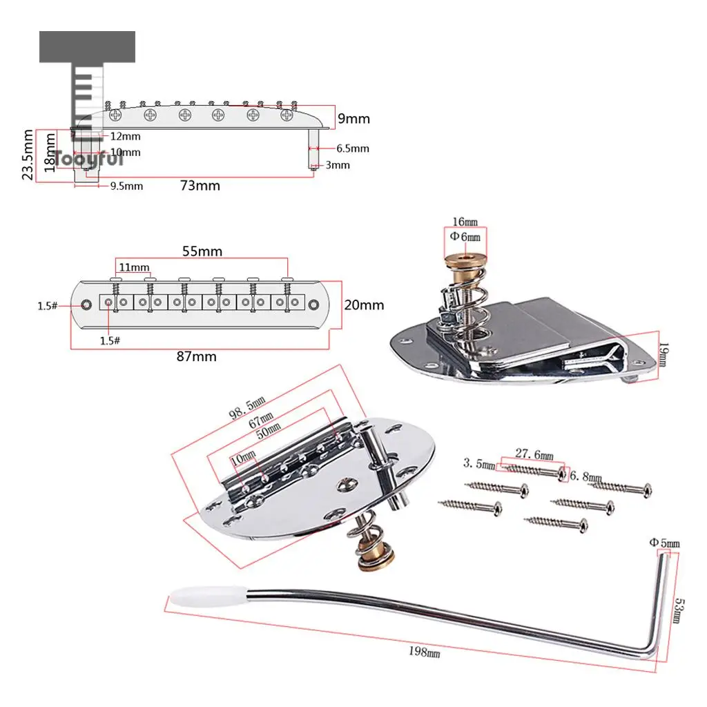 Tooyful 1 компл. Гитары тремоло мост задняя часть w/Whammy Бар ключ для втулки Винт Набор для Jazzmaster гитары