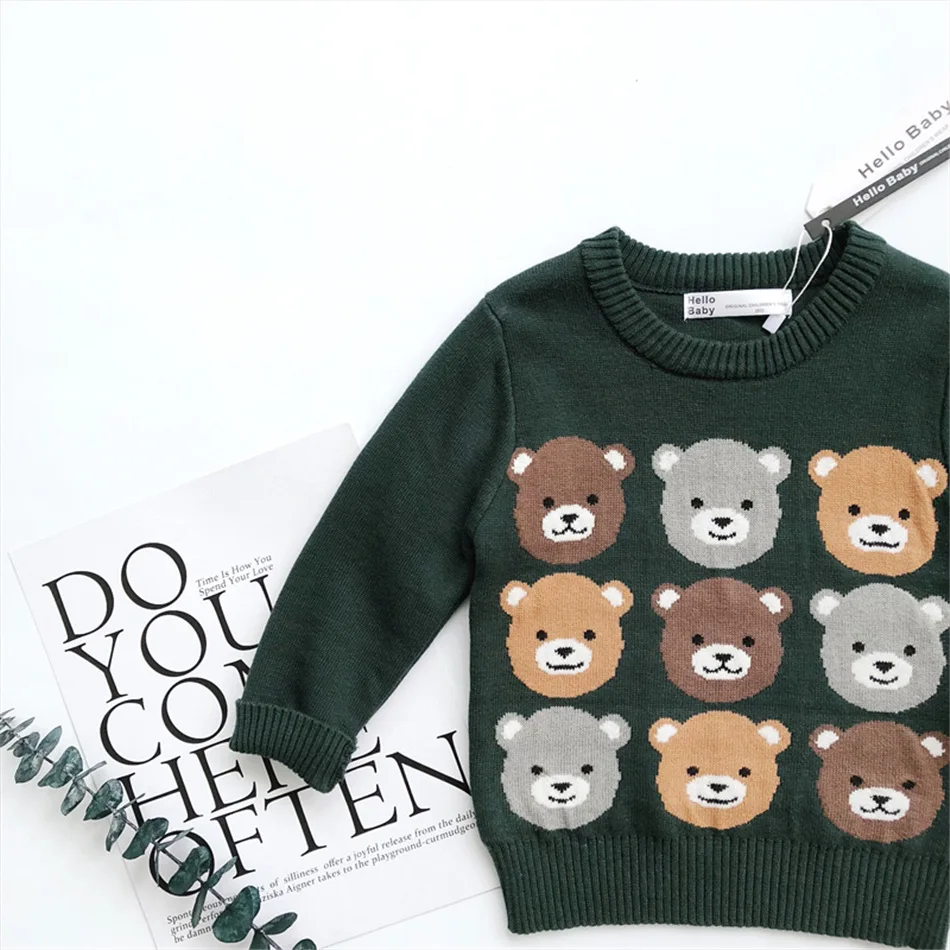 

2018 AUTUMN WITNER GIRLS CLOTHES BABY BOY CLOTHES KIDS GREEN BEAR PATTERN CARTOON SWEATSHIRTS