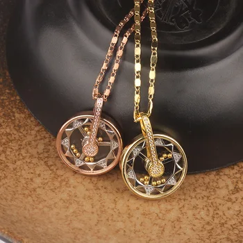 

BeUrSelf Lucky Rotatab Geometric Pendant Necklace for Women Zircon Micro Paved Jewelry Round Gold Color Beads Glass Metal Charm