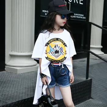 

Children's Garment New Pattern Short Sleeve Irregular Cartoon Printing O-neck T-shirt