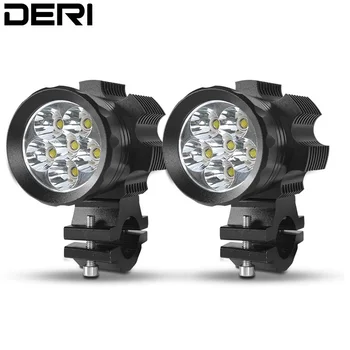 

DERI 2PCS 60W Motorcycle LED Headlight Driving Light Fog Lamp Spot White Motor scooter snowmobile ATV Spotlight faretti led moto
