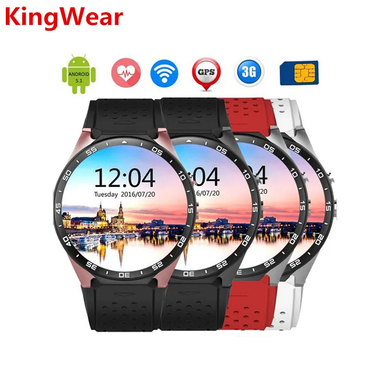 Оригинальный KINGWEAR KW88 ОС Android 5 1 Смарт-часы телефон MTK6580 quad core 3 GHZ 400*400 Экран с 2.0MP