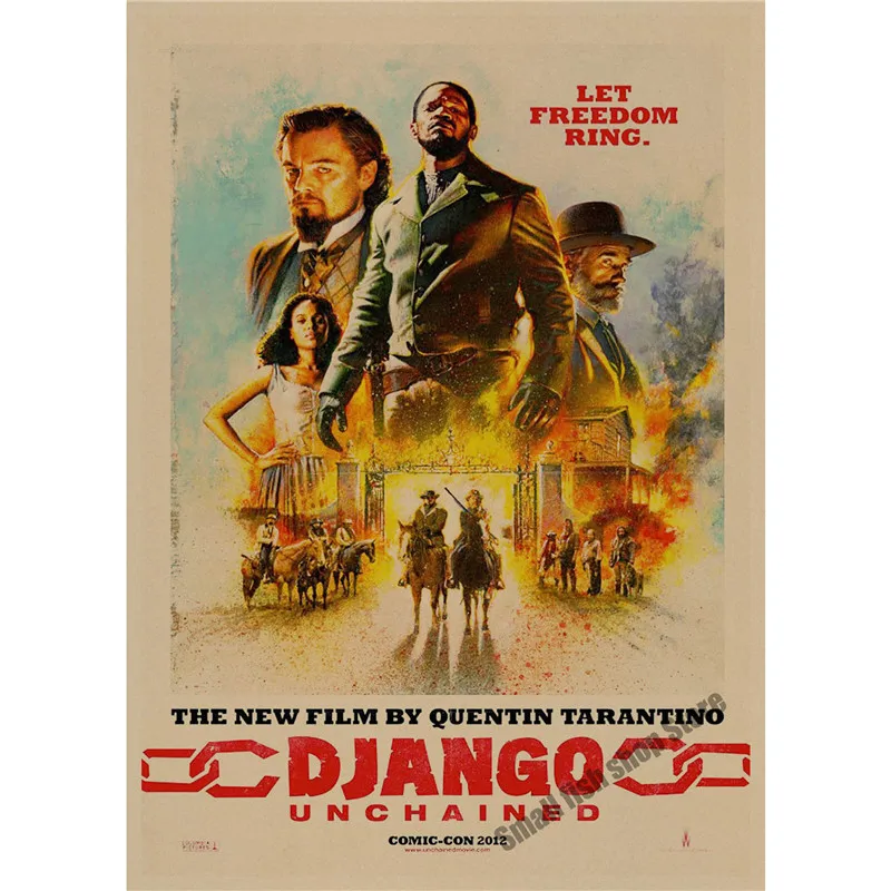 Django Unchained Квентин Тарантино ретро плакат, крафт-бумага, бумага для бара, кафе, домашний Декор, живопись, наклейка на стену - Цвет: Светло-зеленый