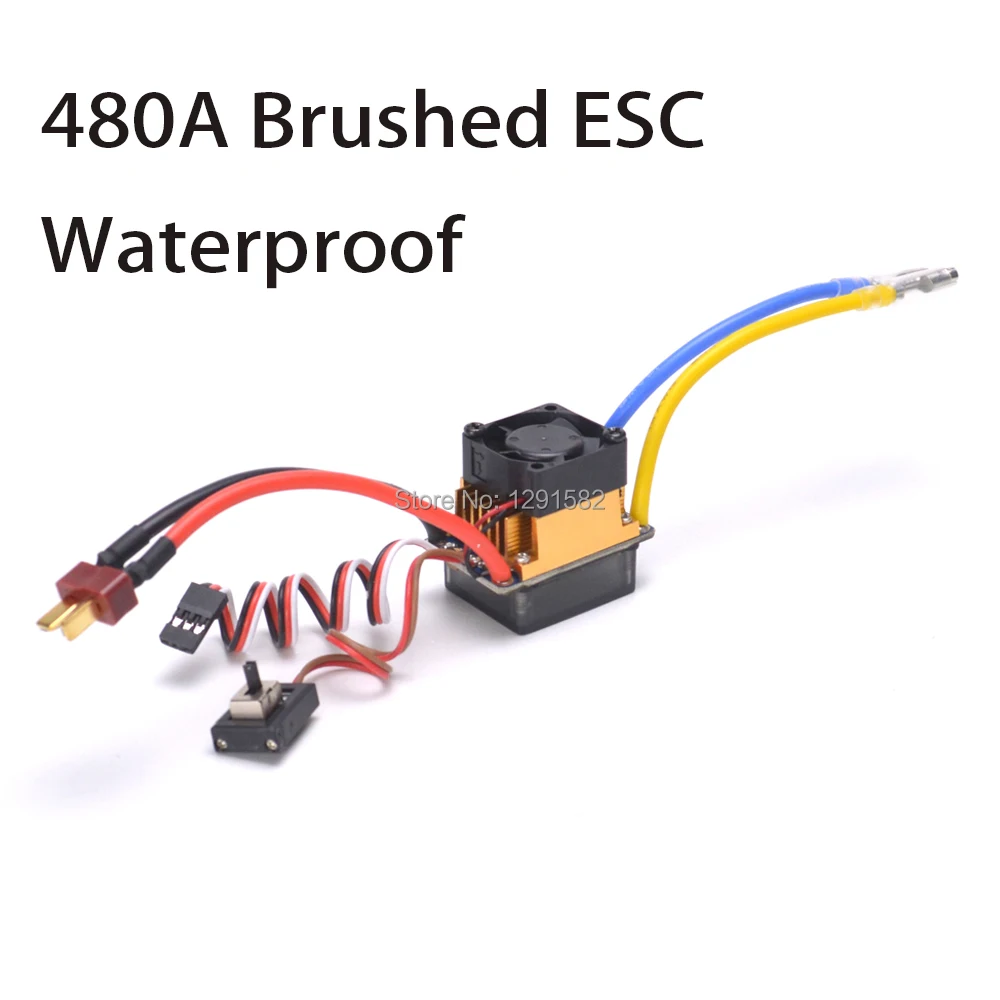 

480A Dual Mode Brush Speed Controller ESC Regulator with cooling fan for 1/10 RC Car Waterproof