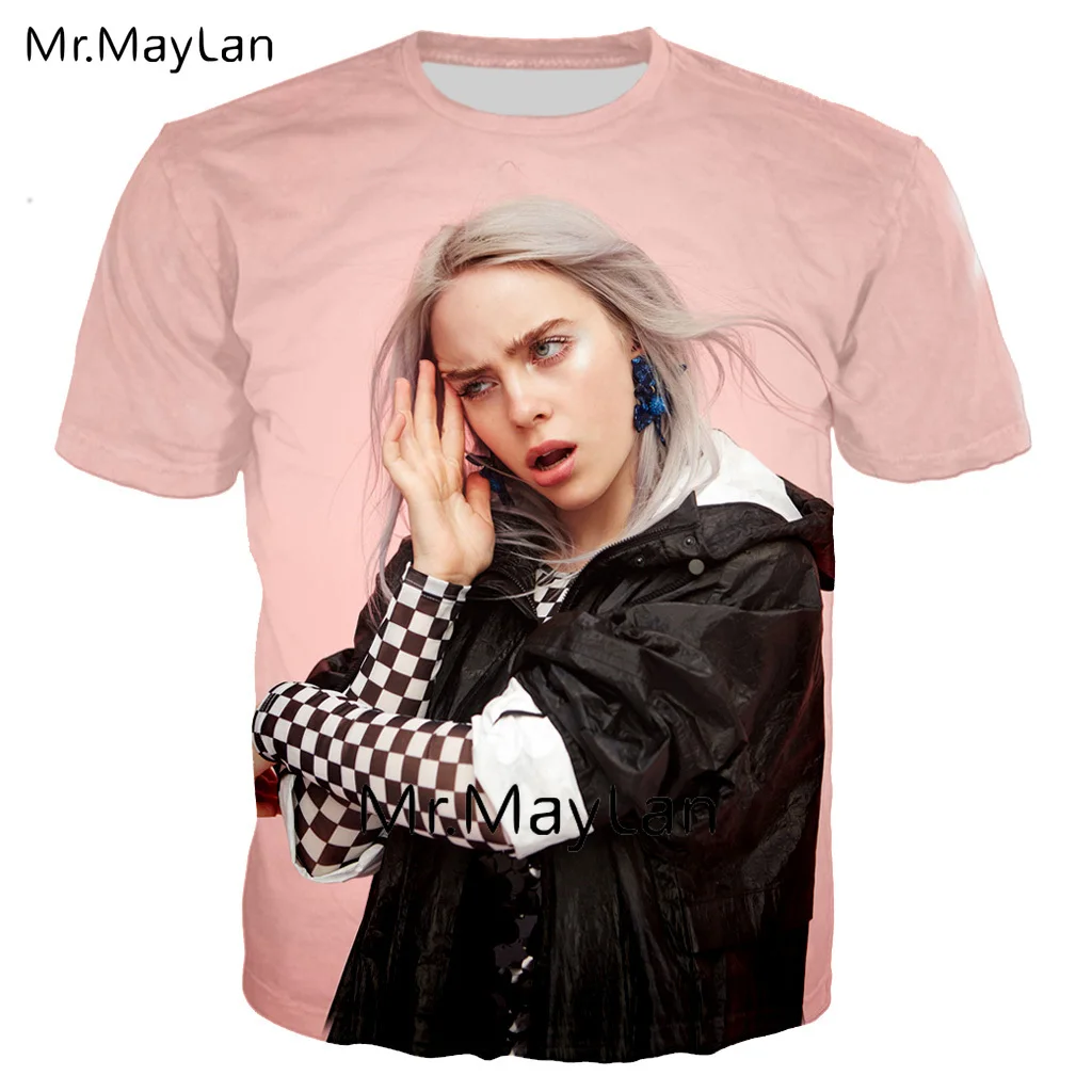 

Funny 3D Print Billie Eilish Pattern T-shirt Men/women Casual Summer Streetwear Girl Oversized T Shirt Pink Clothes Erkek Tshirt