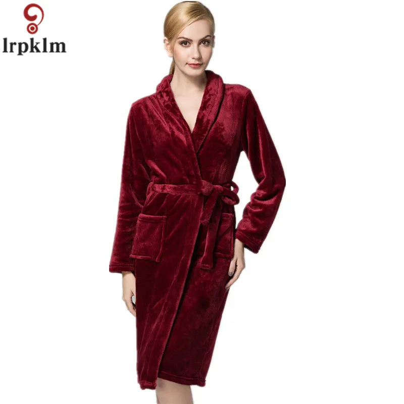 Thick Warm Flannel Sleep Robes Women Winter Warm Bathrobe Nightgown