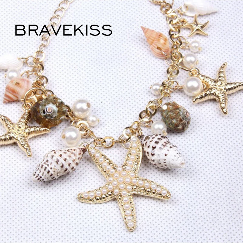 

BRAVEKISS Fashion Tide Ocean Boho Bracelet Starfish Shell Bracelet For Women Jewelry Wholesale Pulseiras Feminina BPB0418