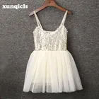 Save 3.49 on xunqicls Girls Tulle Sequins Dress Kids Party Princess Dresses Back Lace V Neck Birthday Dress Girl Clothing