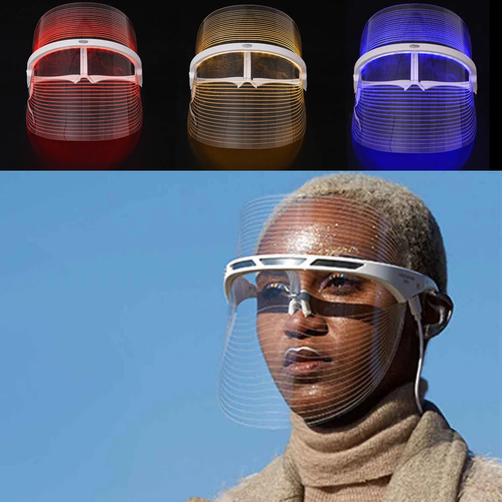 

3 Color LED Light Therapy Face Mask Beauty Instrument Facecial Steamer Home SPA Anti Acne Wrinkle Removal Face Skin Care Tools