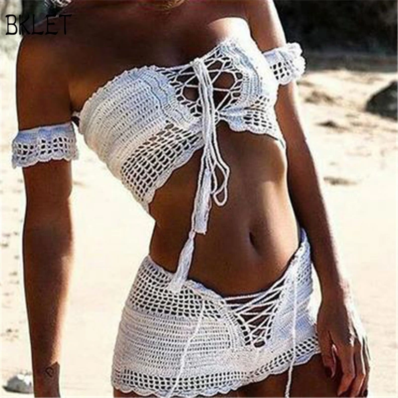 2018 New Arrival Solid Color Bikini Beach Bathing Suit Maillot Femme Sexy Women Off Shoulder Swimsuit Knitted Crochet Bikini 2018 New Arrival Solid Color Bikini Beach Bathing Suit Maillot Femme Sexy Women Off Shoulder Swimsuit Knitted Crochet Bikini