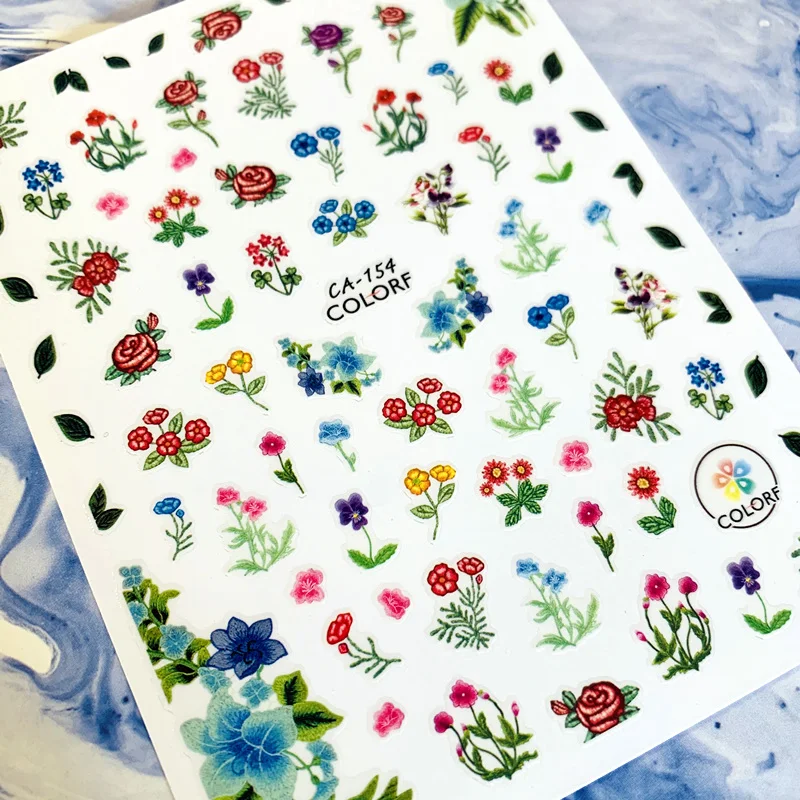 

Newest CA sereis CA-154 flower 3d nail art sticker nail decal stamping export japan designs rhinestones decorations
