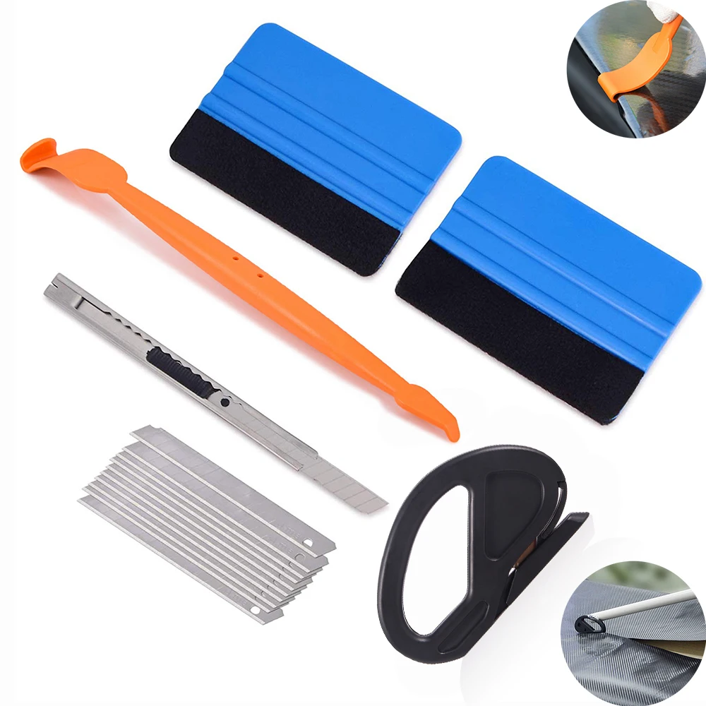 EHDIS Vehicle Foil Vinyl Wrapping Magnetic Squeegee Set Window Tint Tool Car Sticker Film Wrap Cutter Knife Kit Car Accessories