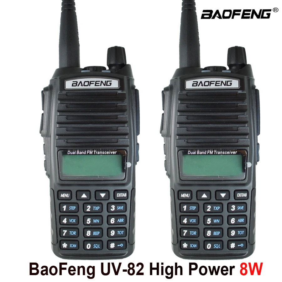 2 шт./лот Высокая мощность 8 Вт baofeng UV-82 портативный двухстороннее радио UV 82 двойной PTT радио UV82 двухдиапазонный двухсторонний радиоприемопередатчик