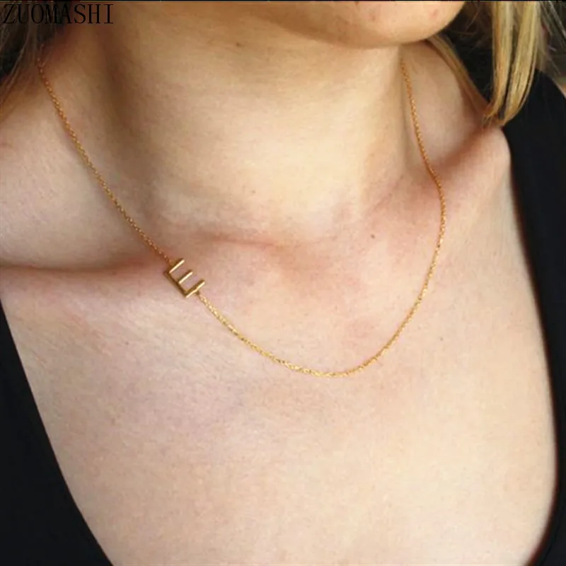 Initial Sideways Necklace Initial 