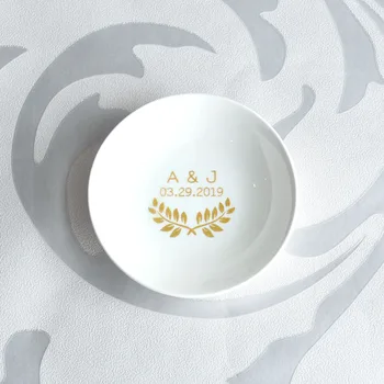 

Personalized Wedding Ring Holder Ring Pillow Alternative, Custom Ring Dish Ceramic Jewelry Dish Engagement Gift