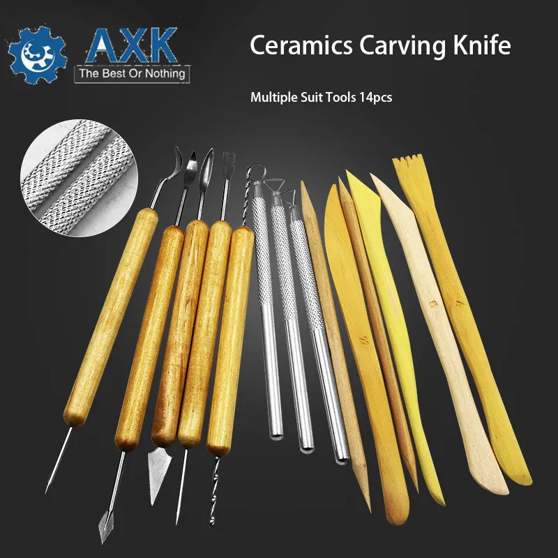 

14pcs Sculpture Carving Knife Comfortable Grip Pottery Sculpture Tools Oil Sludge Modeling Tool Set Ceramic Making Clay Tools