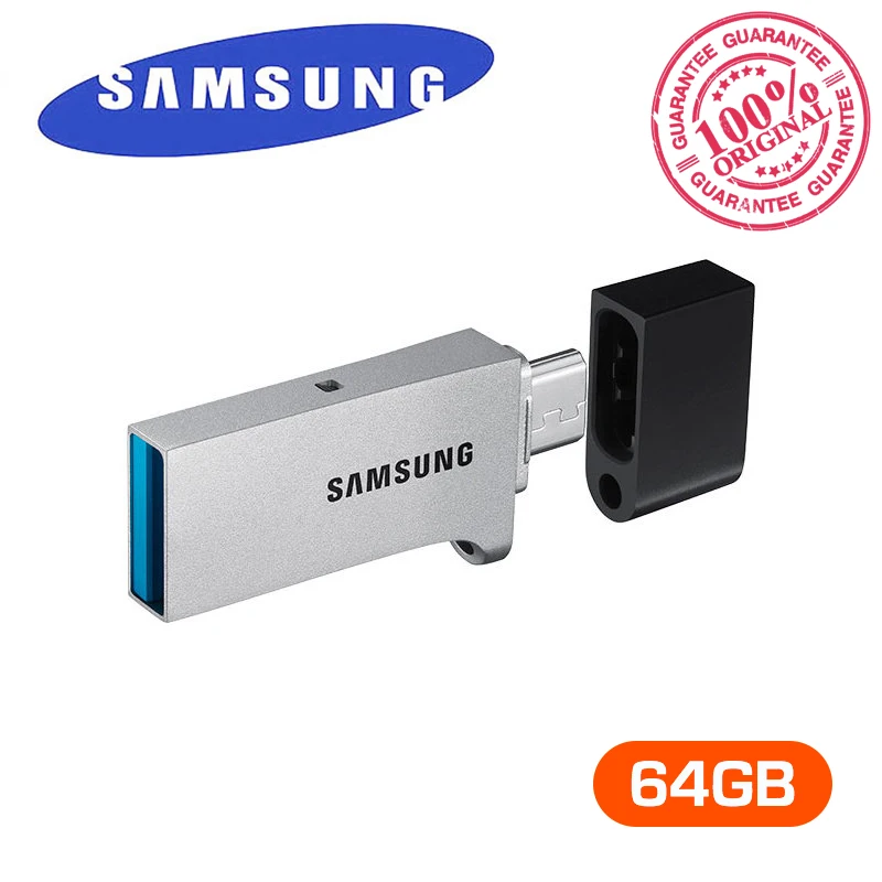 

SAMSUNG USB Flash Drive DUO USB3.0 OTG Stick 64GB 150MB/s Flash Disk Mini Pen Drive U Disk For Desktop Laptop Smartphone Tablet