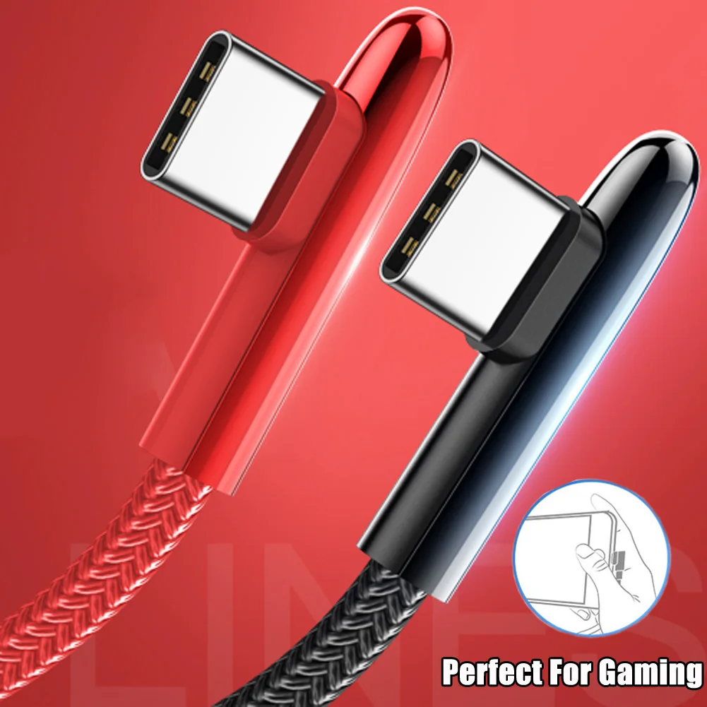 

For Samsung S10 S9 S8 Xiaomi Redmi Note7 Huawei P30 Pro Data Meters 90° Elbow USB Type C Cable Fast Charging Phone Cord Lead
