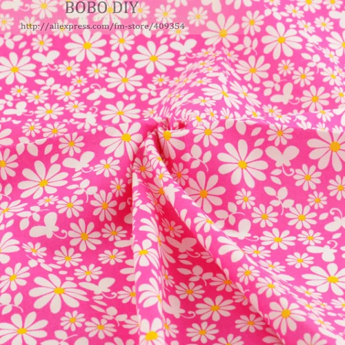 

1 meter pink daisy Printed poplin cotton fabric fashion design for clothing dress shirt 145cm wide