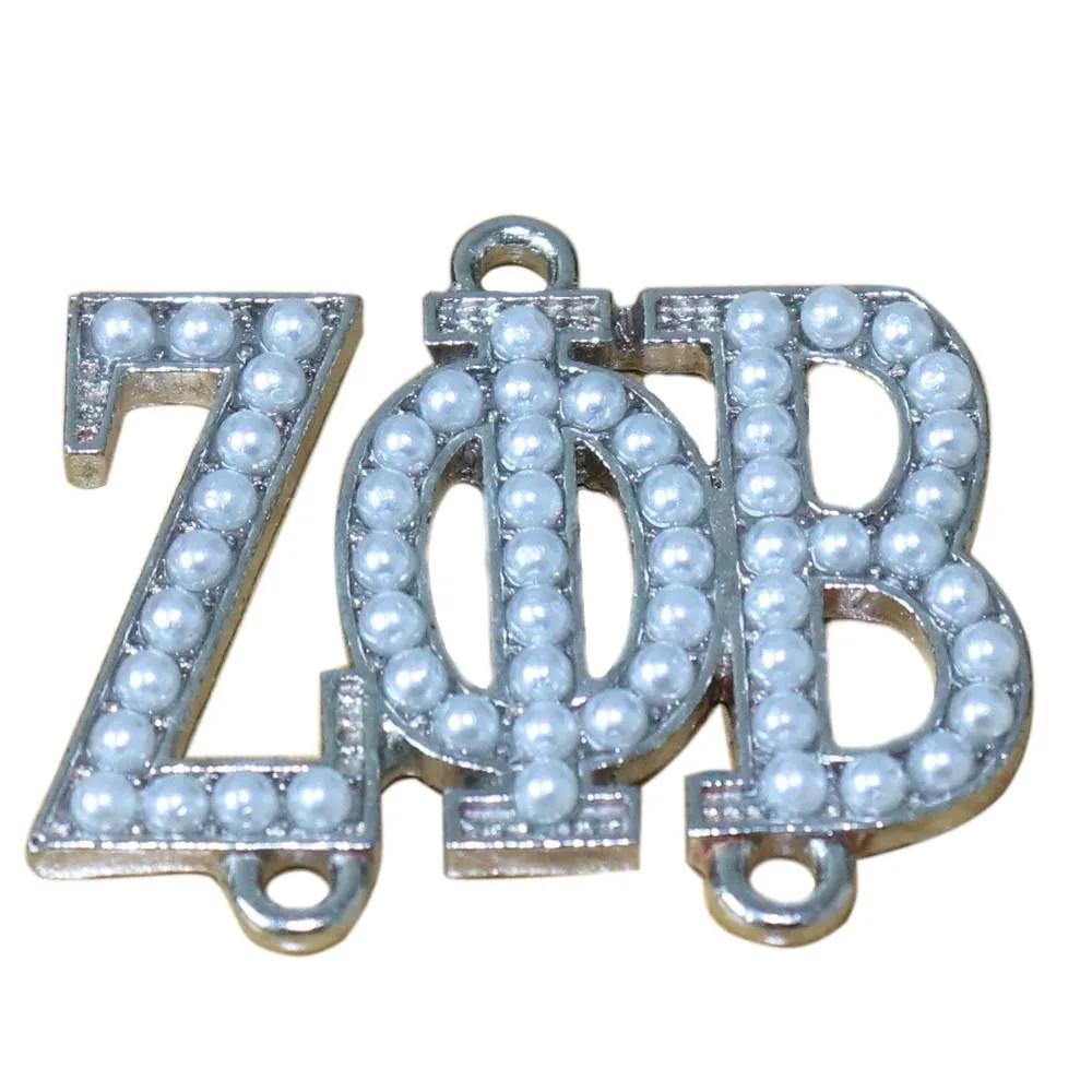 

Metal Alloy Greece Letter ZPB Label Pearl Zeta Phi Beta Sorority Charms Pendants For Necklaces Making Diy College Society Gifts