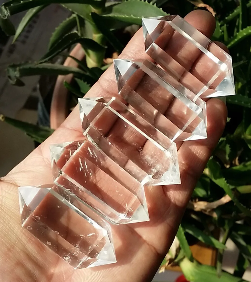 

huij 00824 5pcs NATURAL CLEAR QUARTZ CRYSTAL DT WAND POINT HEALING