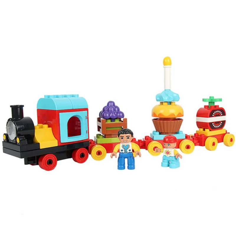 

65pcs Big Size Train Diy Building Blocks Bricks Sets Fruits Figure Toddler Toys For Children Baby Gift