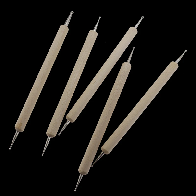 5 шт. деревянный разбрызгивающий карандаш для маникюра, инструменты для ногтей ручка точечная ручка-аппликатор двухстороннее использование гвоздей искусство точка вязальные инструменты для ногтей