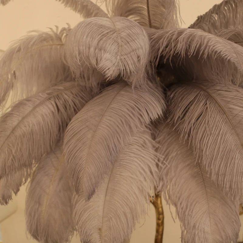 Скандинавские страусиные перья золото медь латунь Смола торшер Tripot стоячие лампы для гостиной дерево для домашнего декора форма Стенд светильник