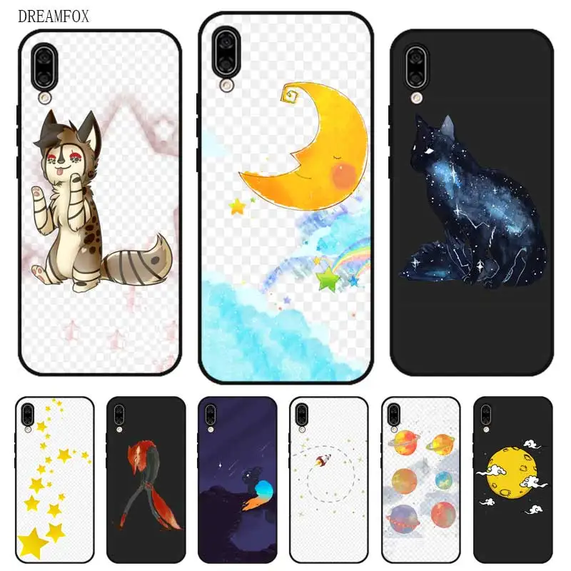 N414 Stars Black Silicone Case Cover For Huawei Honor 6A 6C 6X 7C 7X 8 Lite Pro |